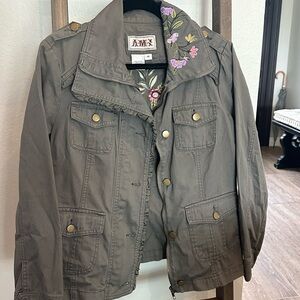 COPY - AMI Green Snap Up Jacket With Embroidery Size M